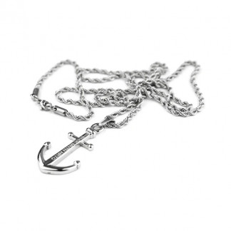 Lange Halskette mit Anker Anhänder in Silber 324x324 - Anker-Halskette PRETO aus Edelstahl in Schwarz